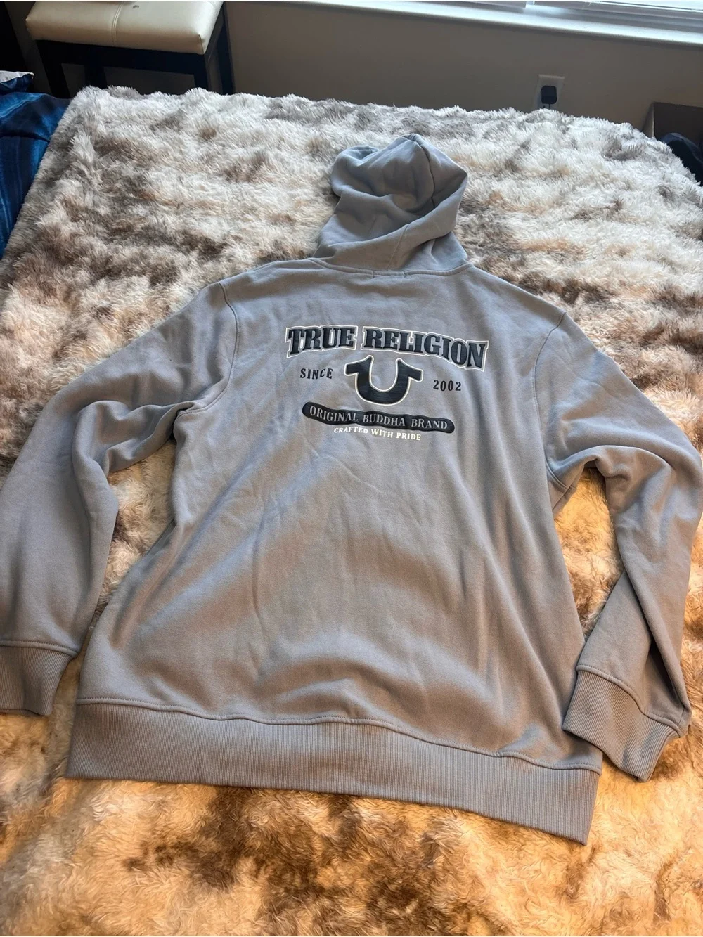 NWT True Religion Light blue Zip-Up Hoodie